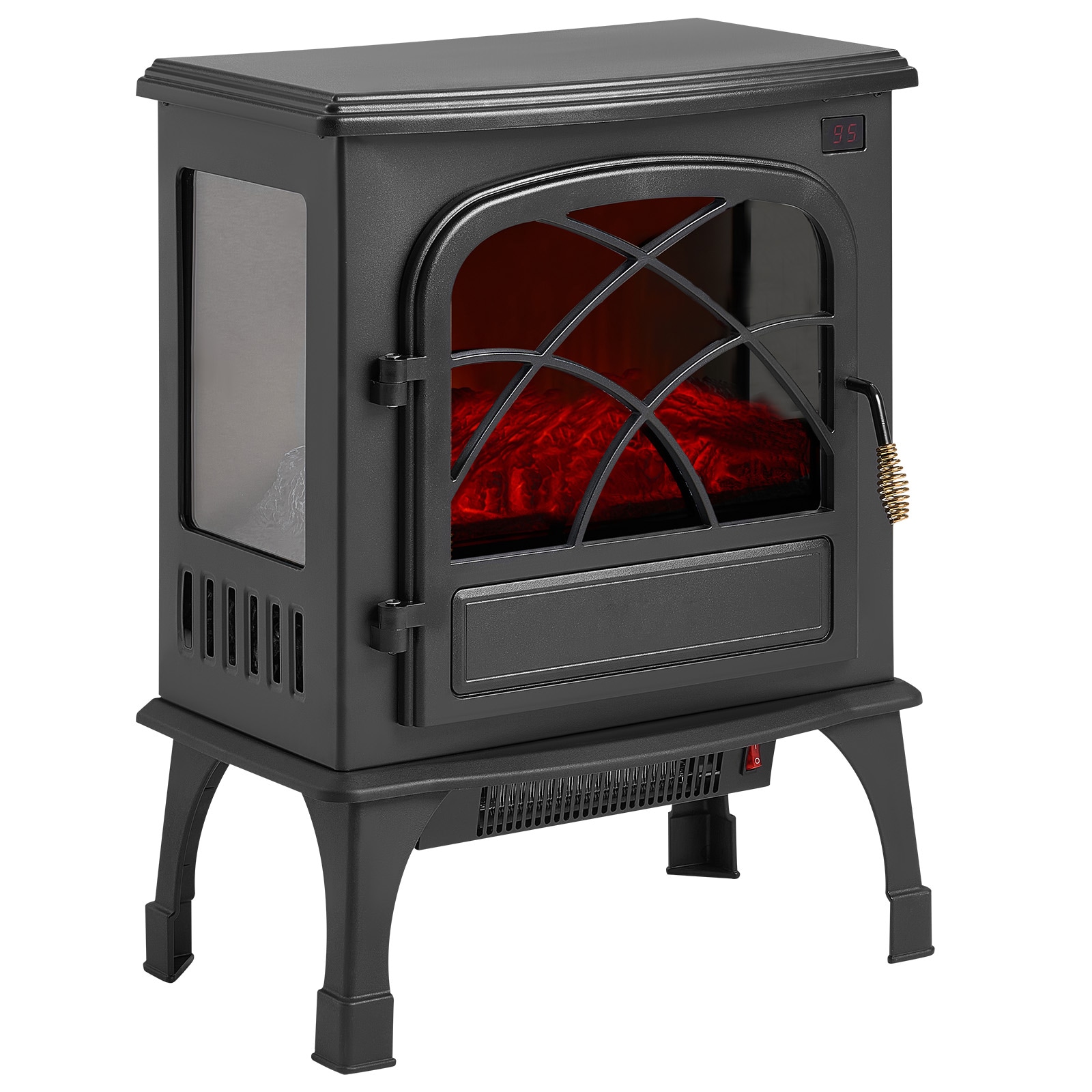 25.5 Inch Freestanding Electric Fireplace Heater 1500W Adjustable Flames Remote_voghion.com